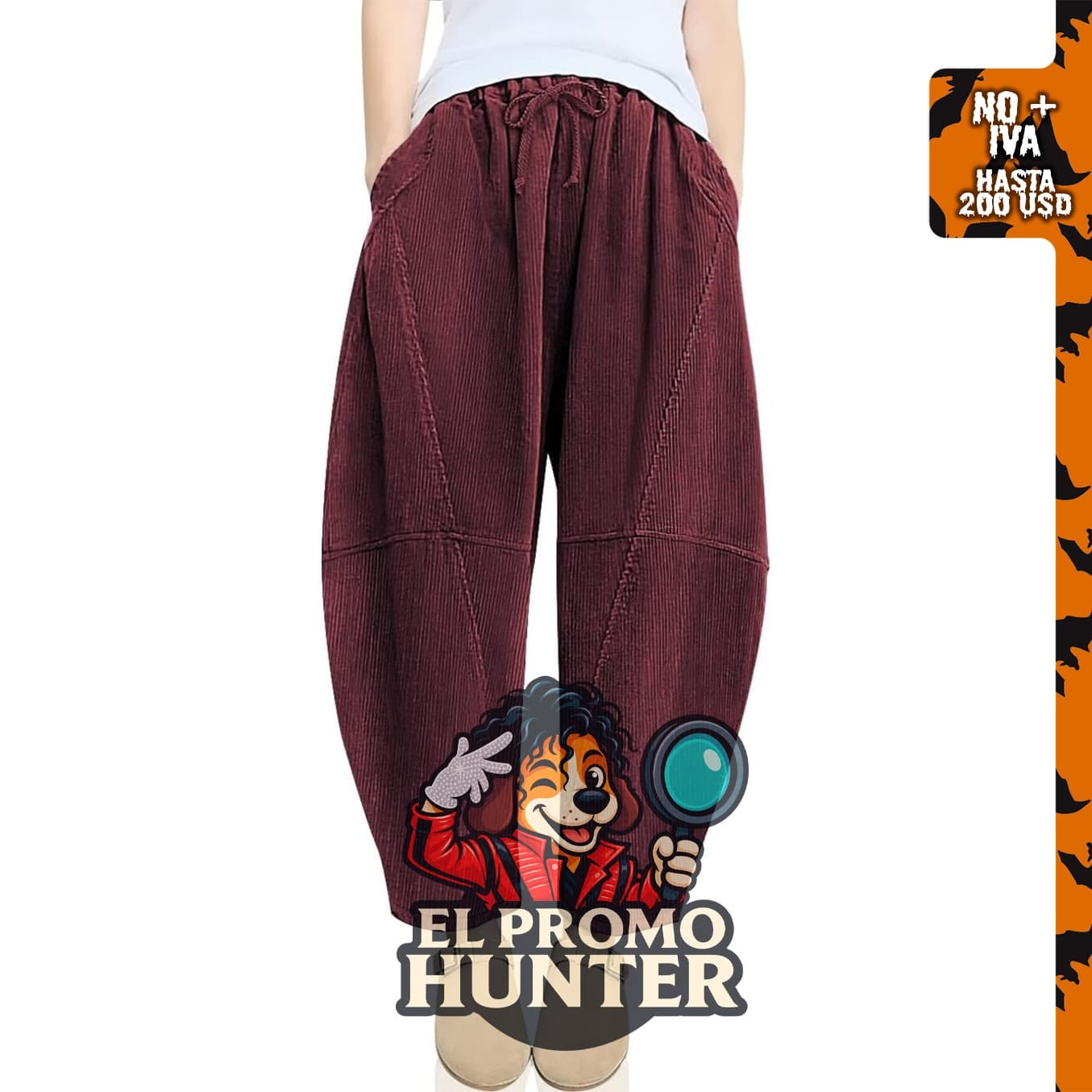 Pantalones harén de pana para mujer, con cintura elástica y pierna ancha.