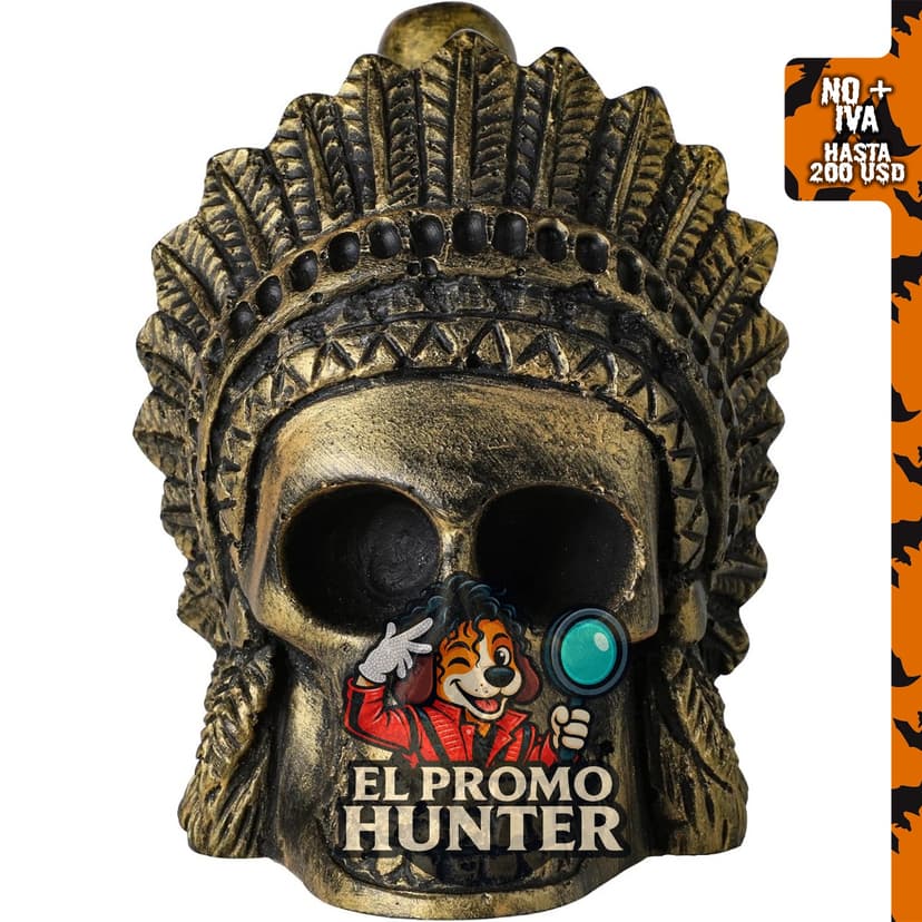 Silbato de muerte azteca con diseño retro de guerra en color cobrizo, emitiendo más de 126 decibelios.