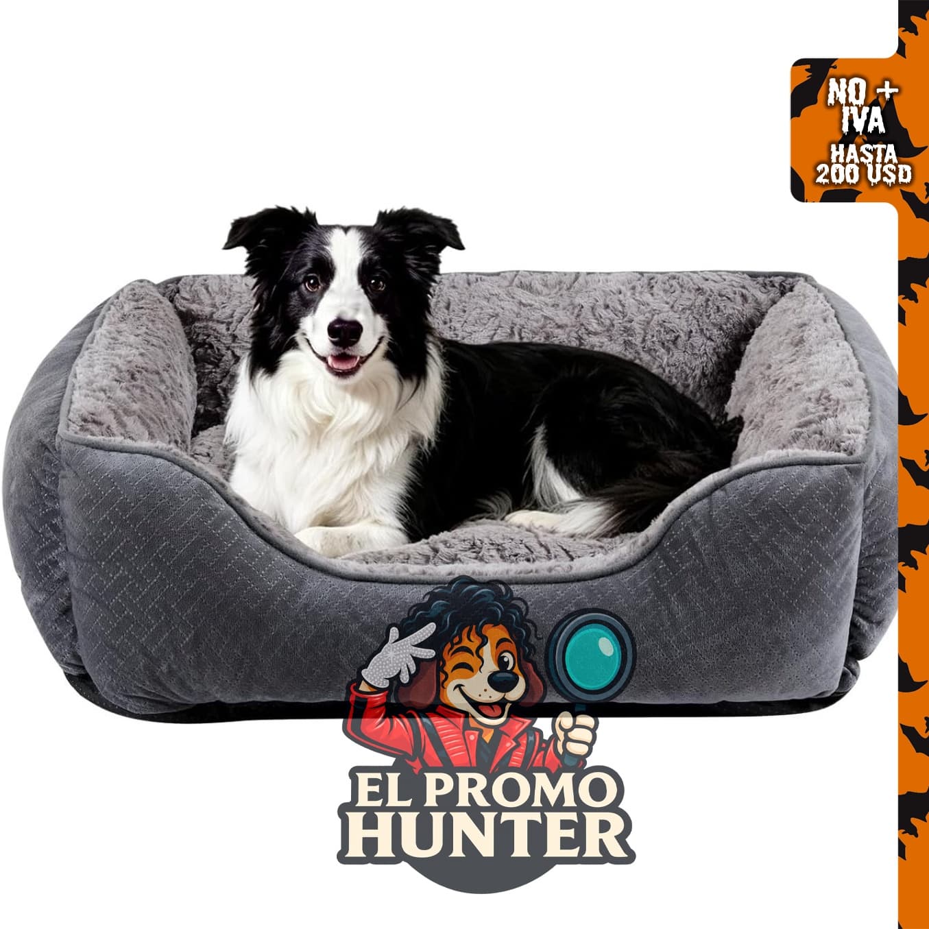 Cama Oveppy para perros medianos y grandes, lavable, con parte inferior antideslizante.