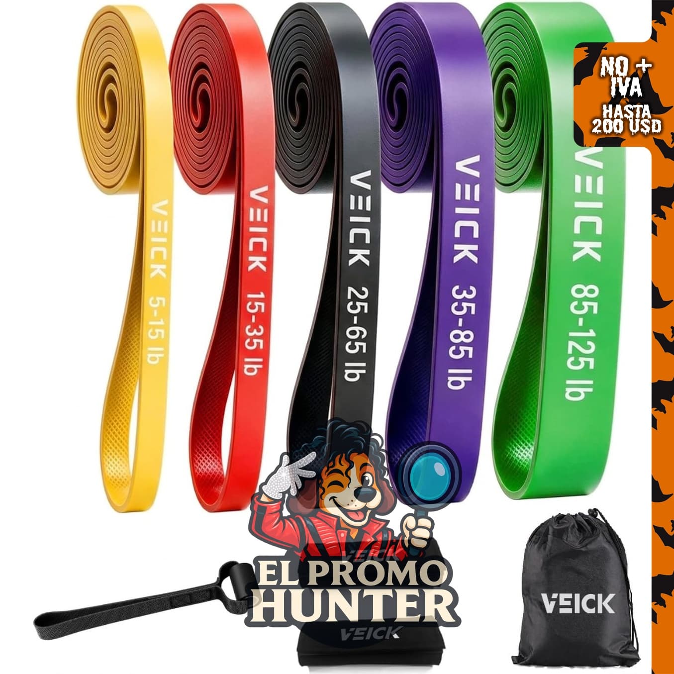 VEICK Bandas de resistencia para entrenamiento, juego de bandas elásticas largas y pesadas.