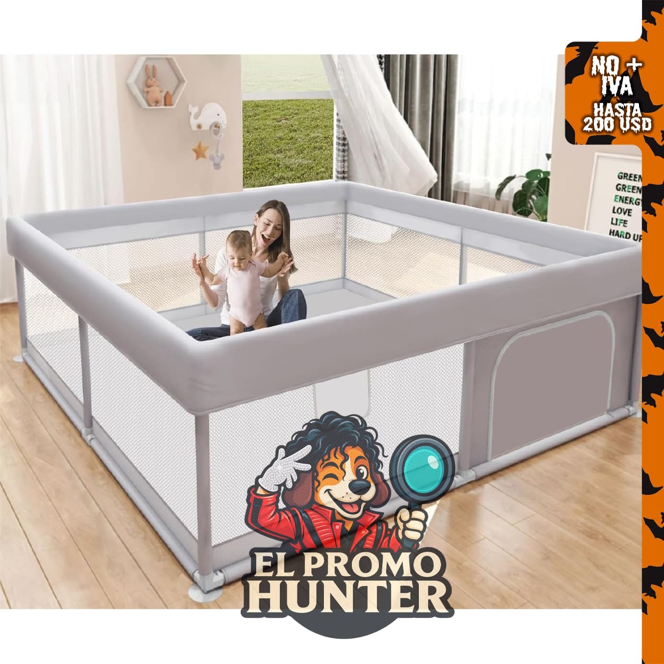 Hiaksedt Baby Playpen 50x50 Inch, parque infantil para bebés y niños pequeños.