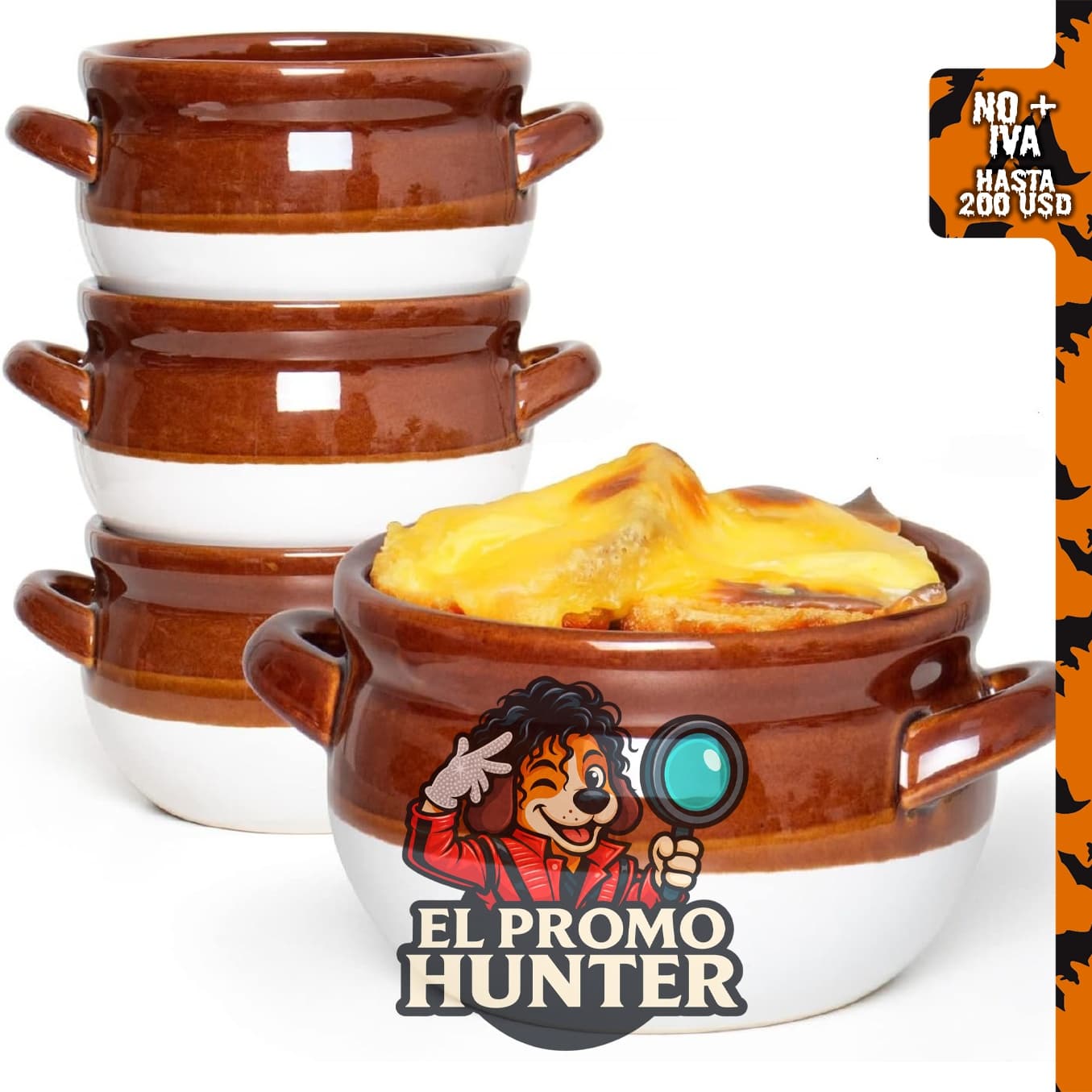 Vumdua Tazones de Sopa de Cebolla Francesa de cerámica, capacidad de 16 oz (0.47 L), aptos para horno, juego de 4.