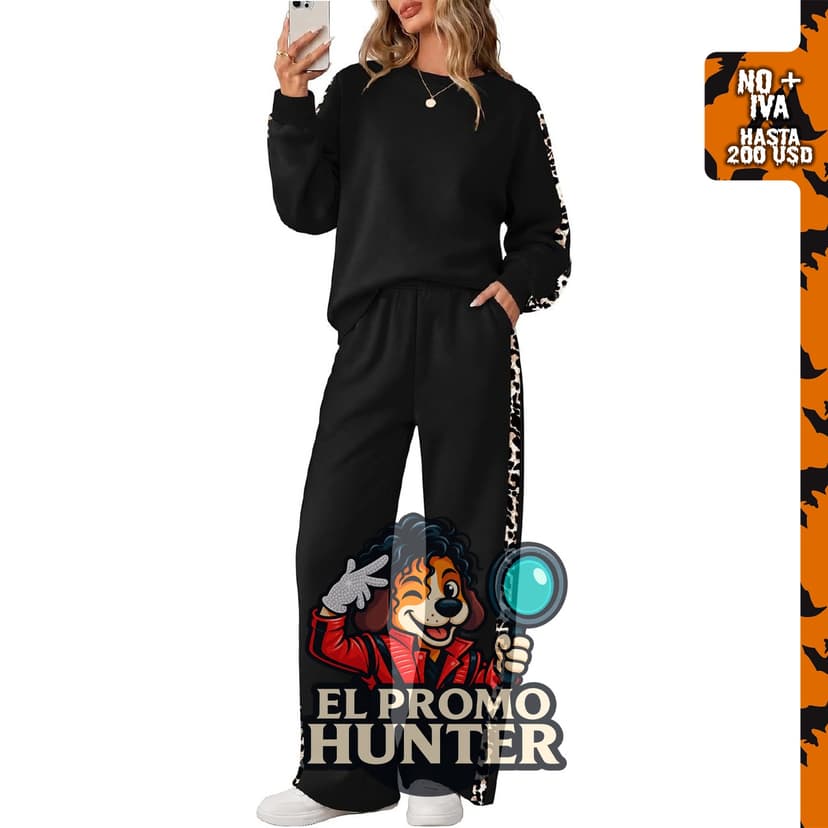 WIHOLL Conjunto deportivo de 2 piezas para mujer, 2026 con pantalón de pierna ancha.