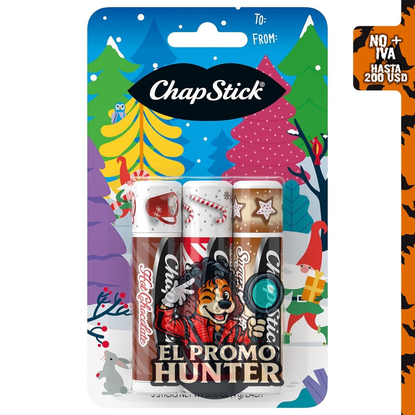 ChapStick bálsamo labial de chocolate caliente, bastón de caramelo y galletas de azúcar, 0.15 onzas, paquete de 3.