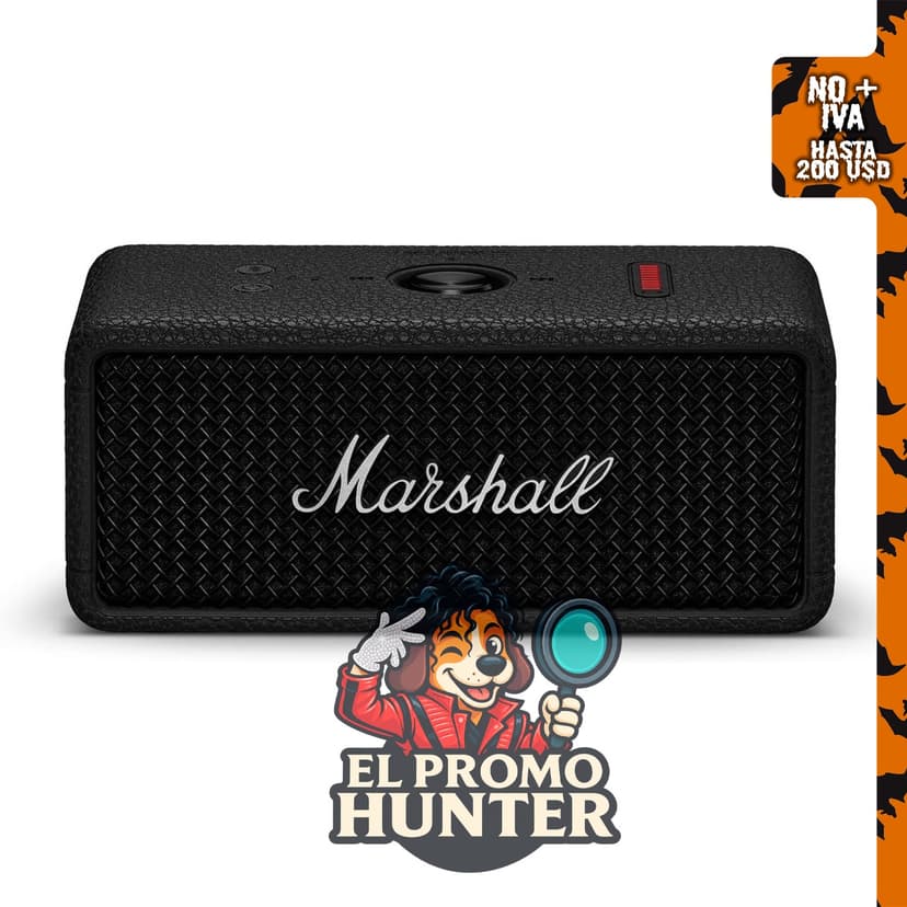 Marshall Emberton III Altavoz portátil Bluetooth impermeable en color negro y plata.