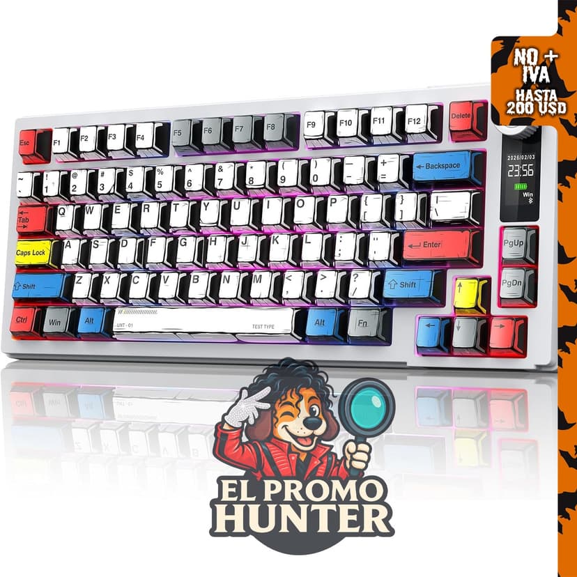 MOKURU Teclado mecánico inalámbrico con tres modos de conexión BT/2.4G/USB-C y retroiluminación RGB.