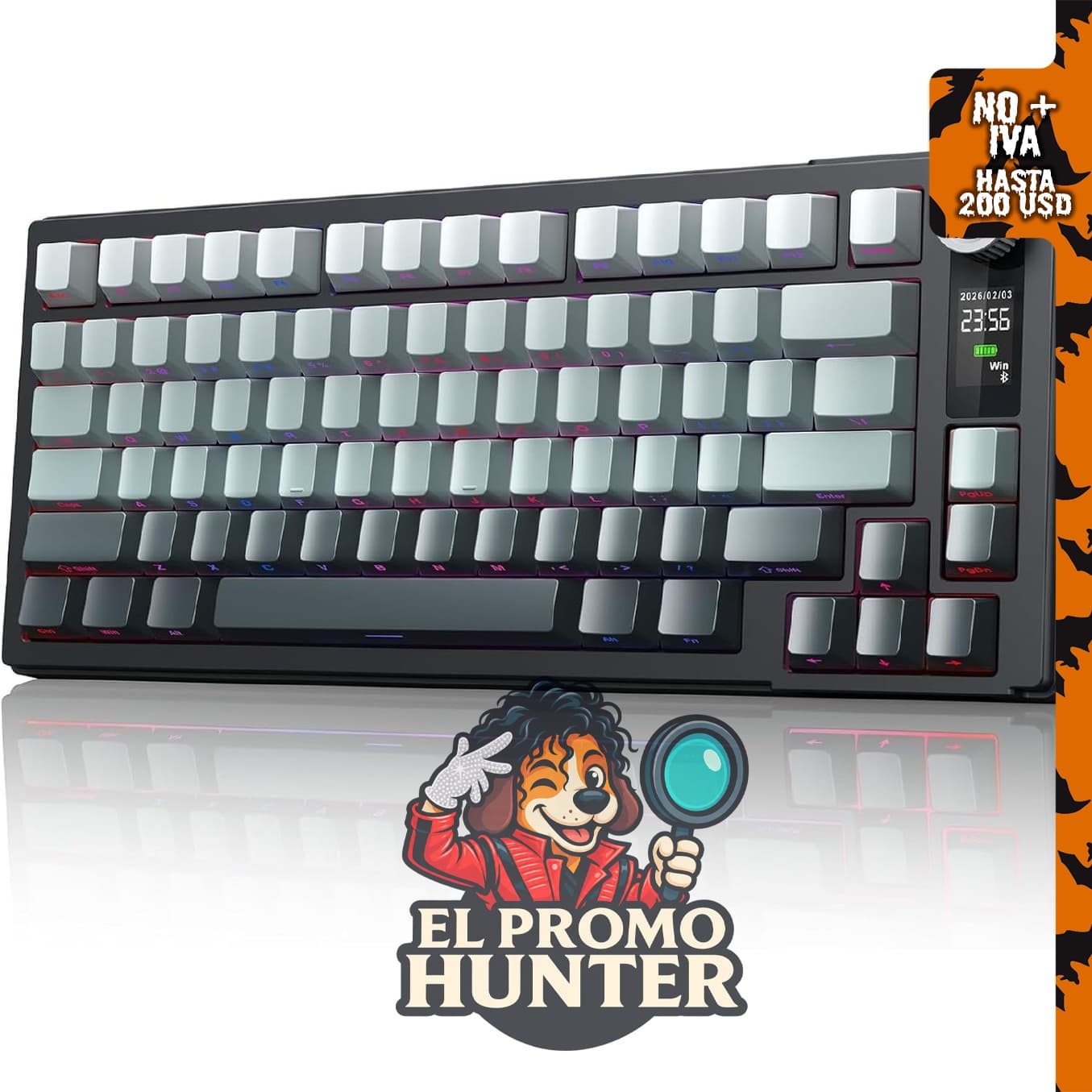 MOKURU Teclado mecánico inalámbrico con tres modos BT/2.4G/USB-C y retroiluminación RGB.