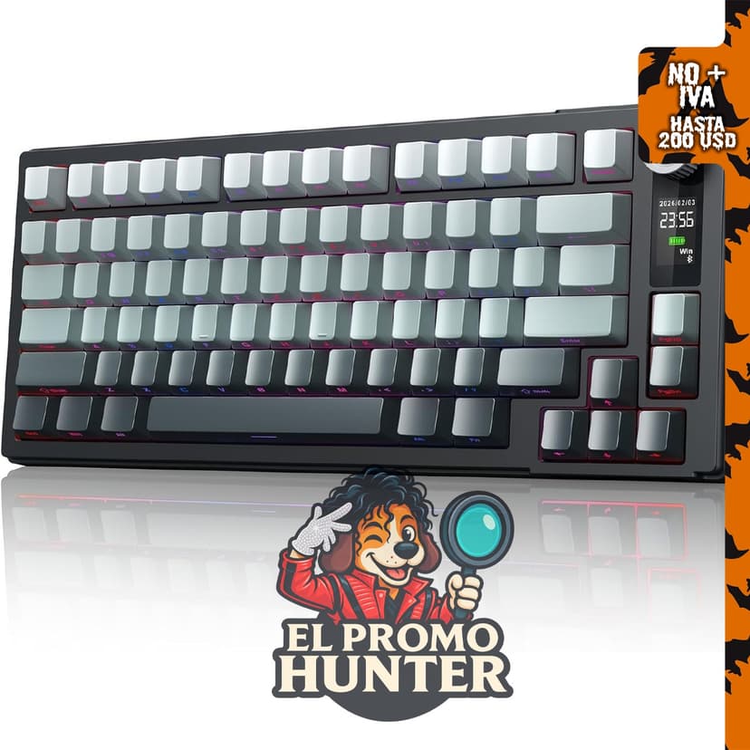 MOKURU Teclado mecánico inalámbrico con tres modos BT/2.4G/USB-C y retroiluminación RGB.