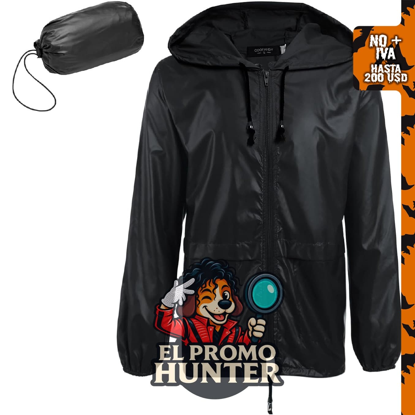 COOFANDY Chaqueta impermeable plegable con capucha para hombre, ligera, para actividades al aire libre.