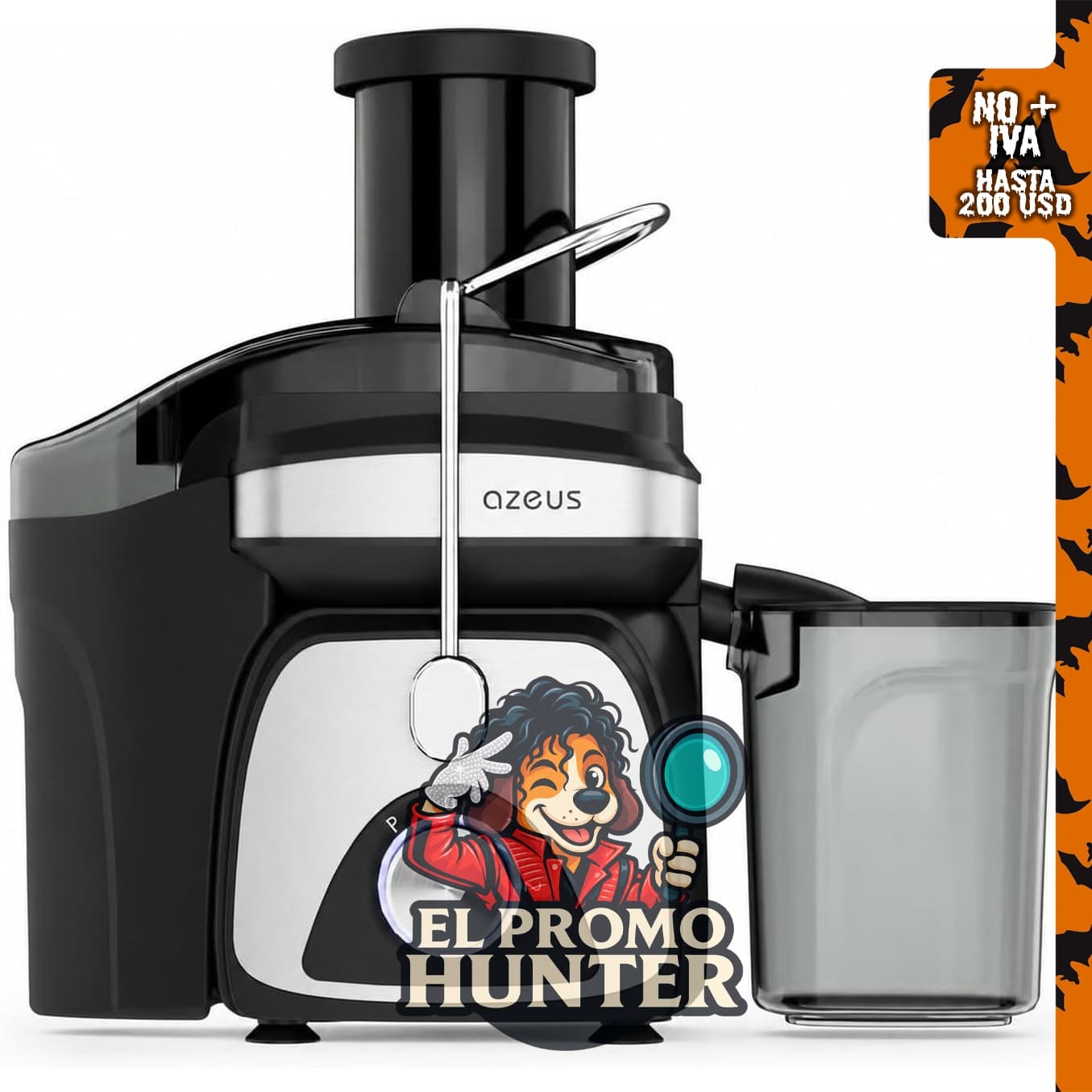 AZEUS Extractor de Jugo Centrífugo con 163 Cuchillas de Corte de Titanio y Cuenco de 2 Capas.