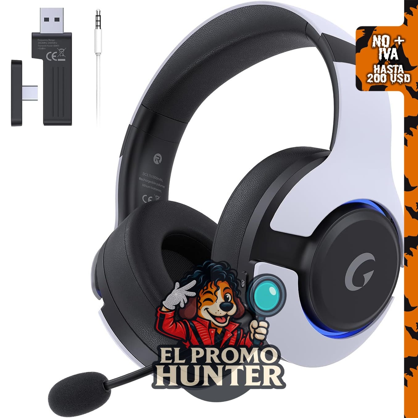 Auriculares inalámbricos Syndesmos para PS5, PC y Switch, con Bluetooth 5.3 y micrófono con cancelación de ruido.