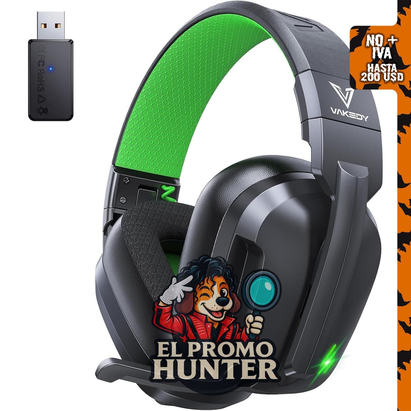 Auriculares inalámbricos para juegos, latencia de 20 ms, USB 2.4 GHz y Bluetooth 5.4, micrófono con cancelación de ruido.