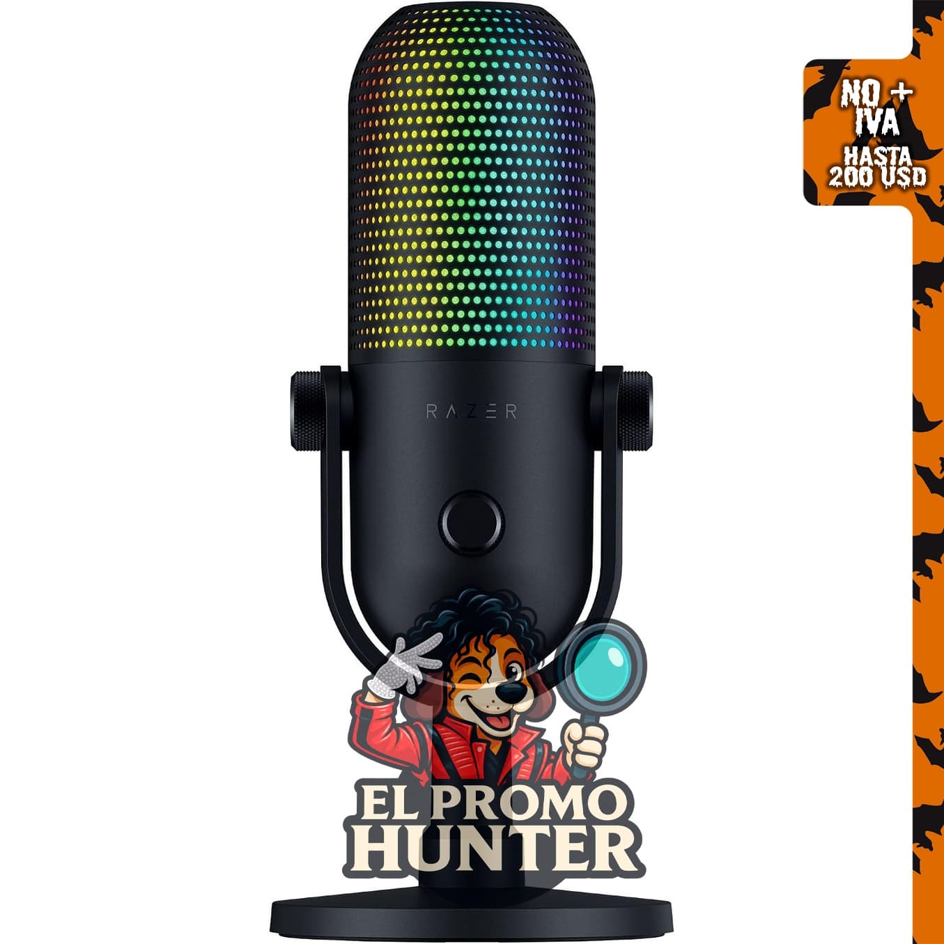 Razer Seiren V3 Chroma RGB, micrófono USB con retroiluminación RGB.