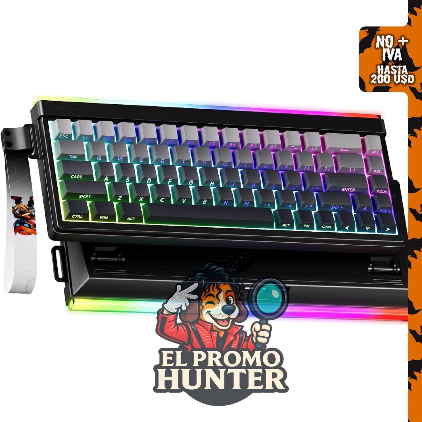 MEETION Vibekey68 Teclado inalámbrico para juegos con 68 teclas y retroiluminación RGB.