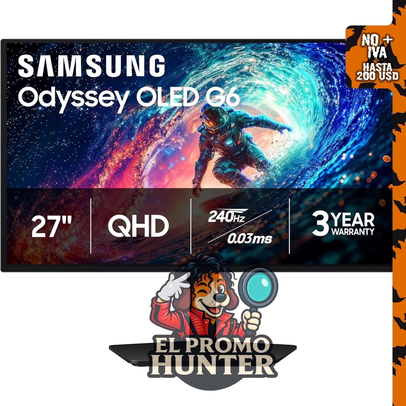 Monitor Samsung Odyssey OLED G6 (G61SH) QD-OLED, QHD (1440P) para juegos.