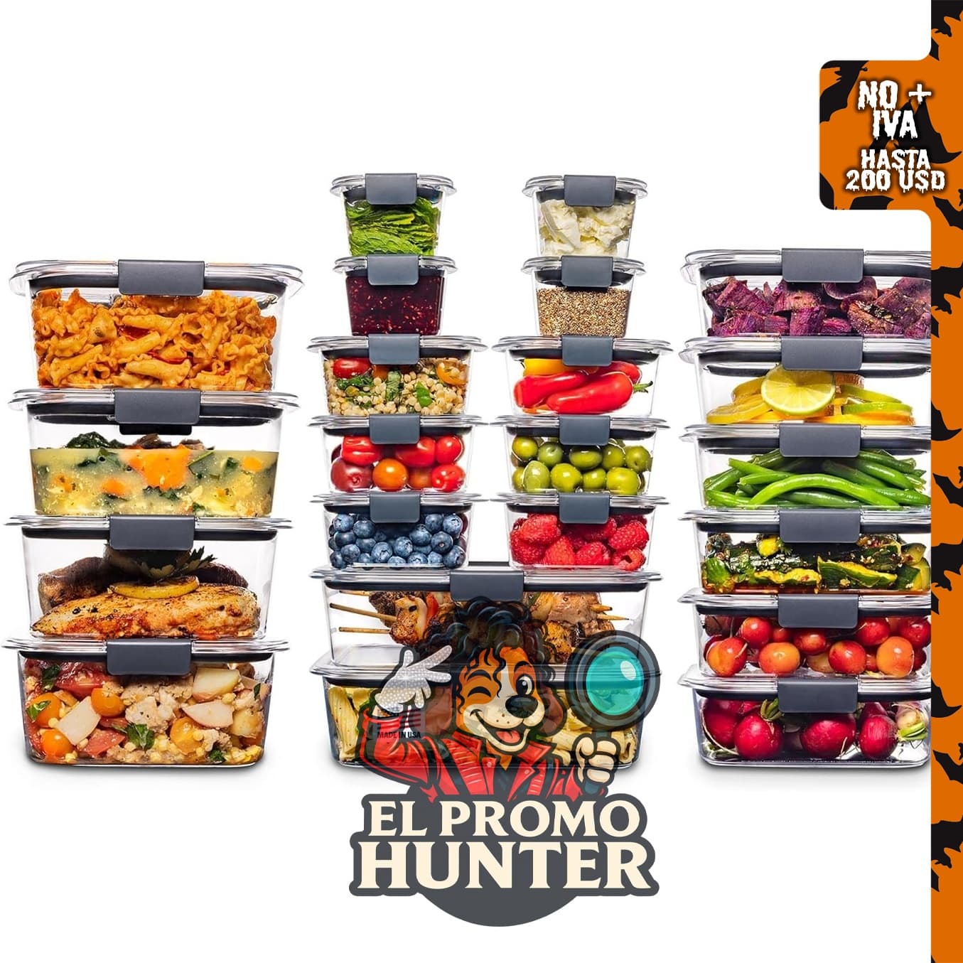 Rubbermaid Brilliance - Juego de 44 recipientes herméticos para almacenar alimentos sin BPA.