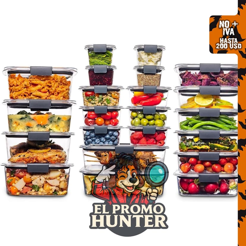 Rubbermaid Brilliance - Juego de 44 recipientes herméticos para almacenar alimentos sin BPA.