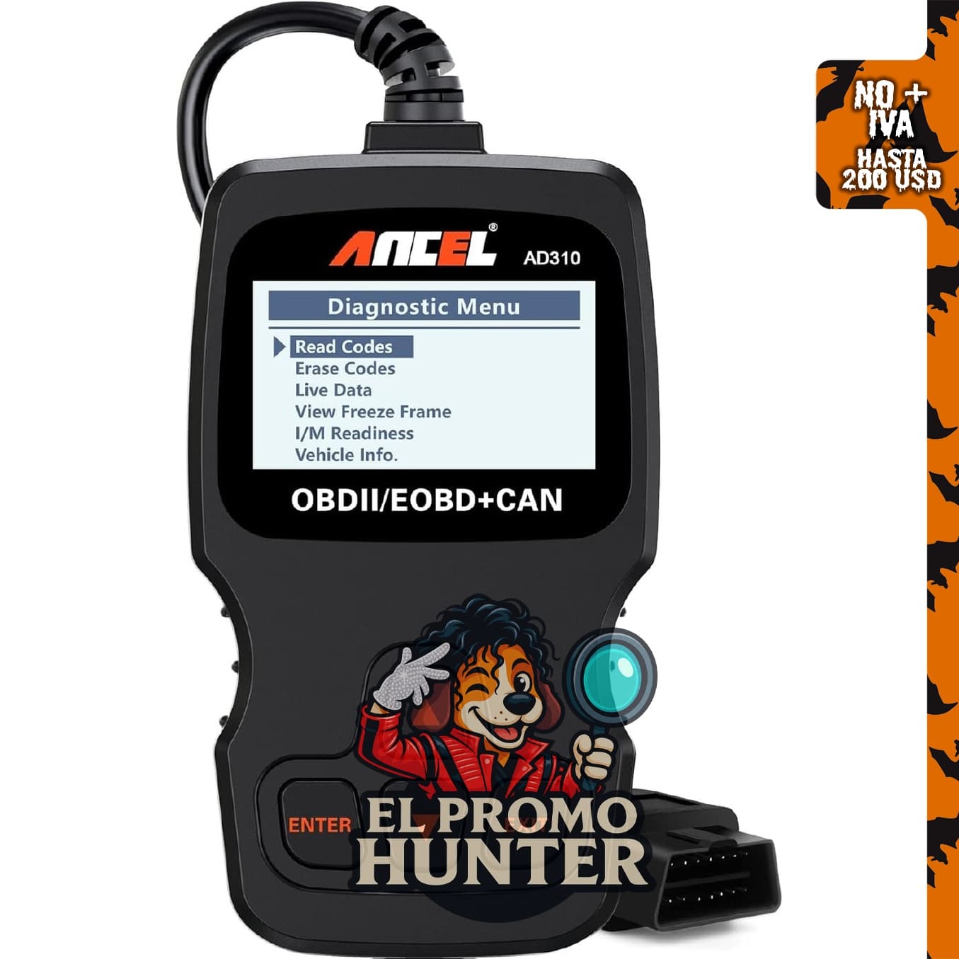 ANCEL AD310 Escáner OBD II para diagnóstico de errores en motores de automóviles.