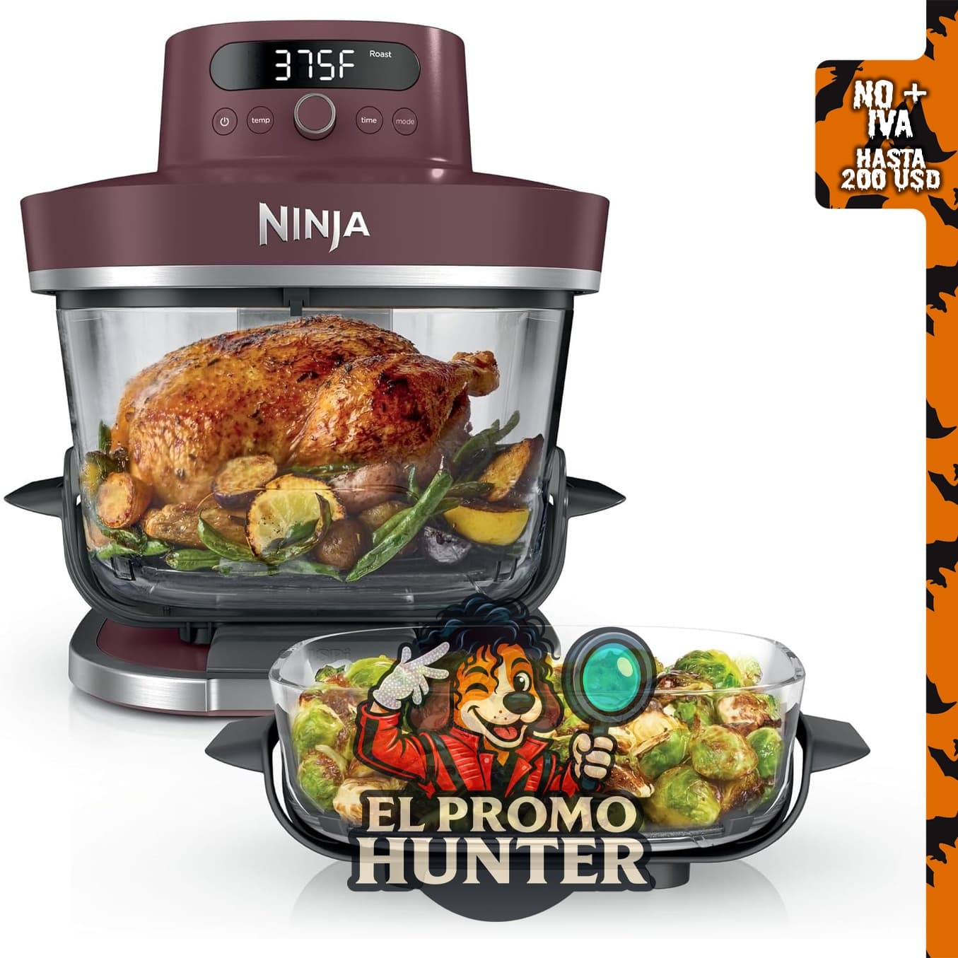 Ninja Crispi Pro - Freidora de aire de vidrio, 6 en 1, modelo AS101RD1.