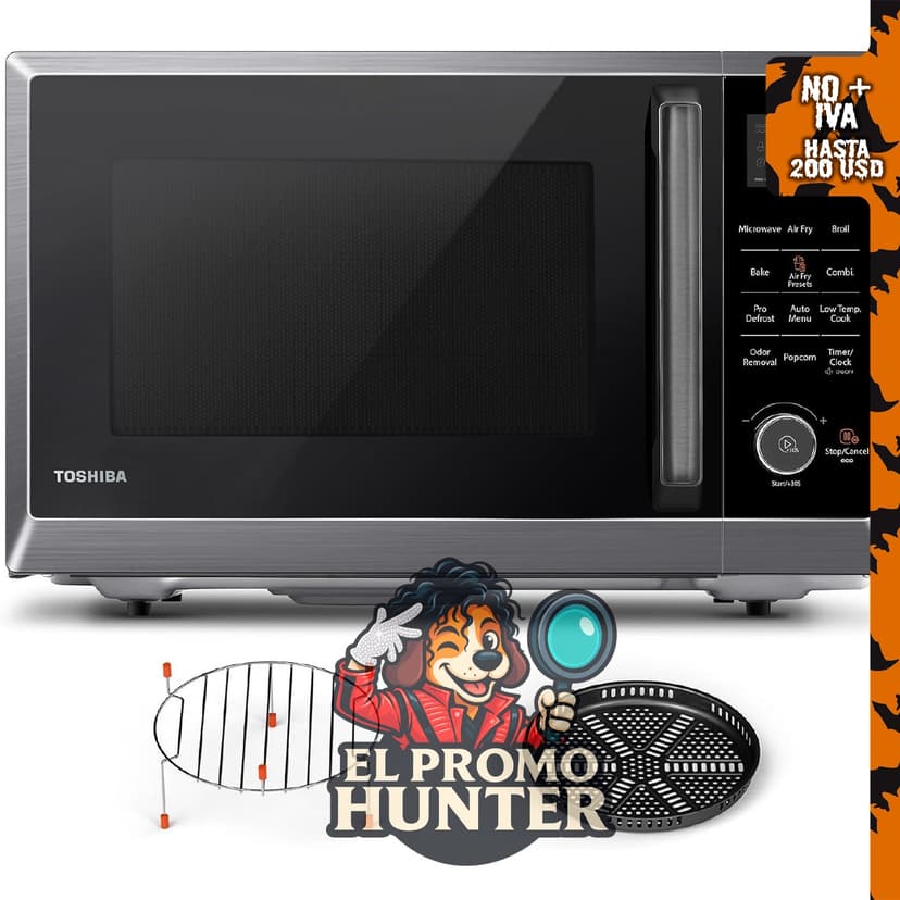 TOSHIBA Horno de microondas combinado con freidora de aire 8 en 1, con convección y parrilla.