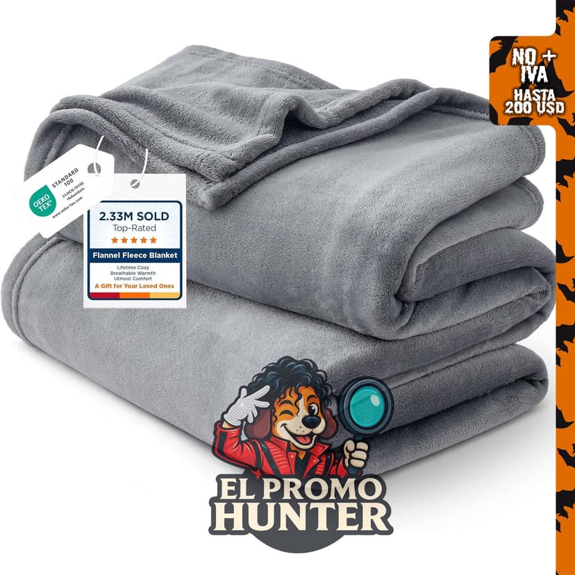 Manta de forro polar Bedsure GentleSoft tamaño Queen, color gris, antiestática y ligera.