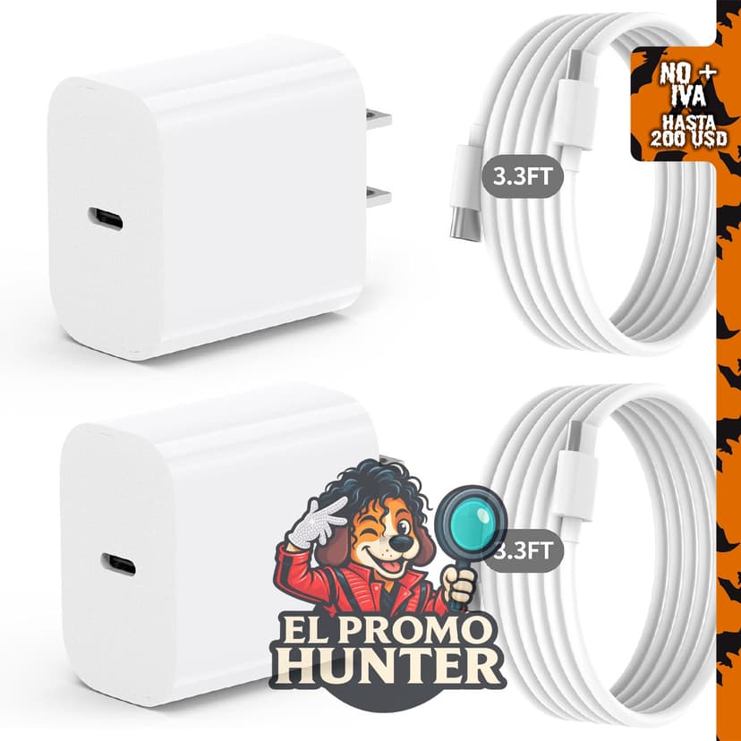 Cargador de pared USB C de 20 W, paquete de 2, compatible con iPhone 11/12/13/14/15/Pro Max, XS/XR/X.