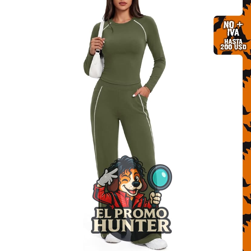 Conjunto de 2 piezas para mujer con camiseta de manga larga.