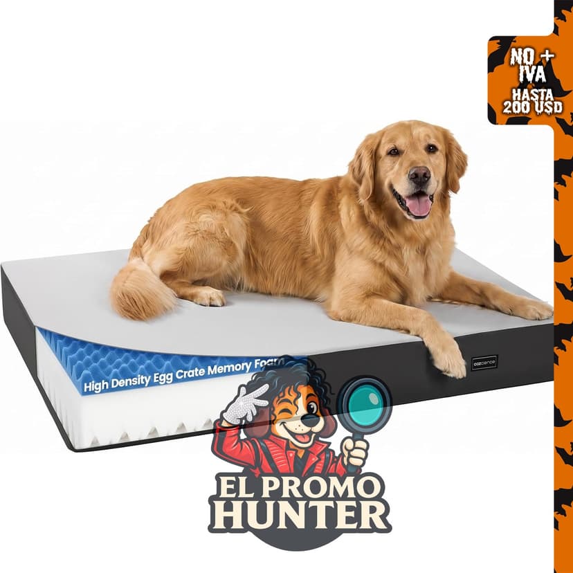Cama ortopédica para perros medianos y grandes, 3.5" (9 cm) de grosor, espuma viscoelástica y colchón de espuma de alta densidad.