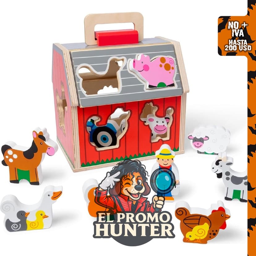 Melissa & Doug Granero de juguete de madera, juego portátil para desarrollo temprano.