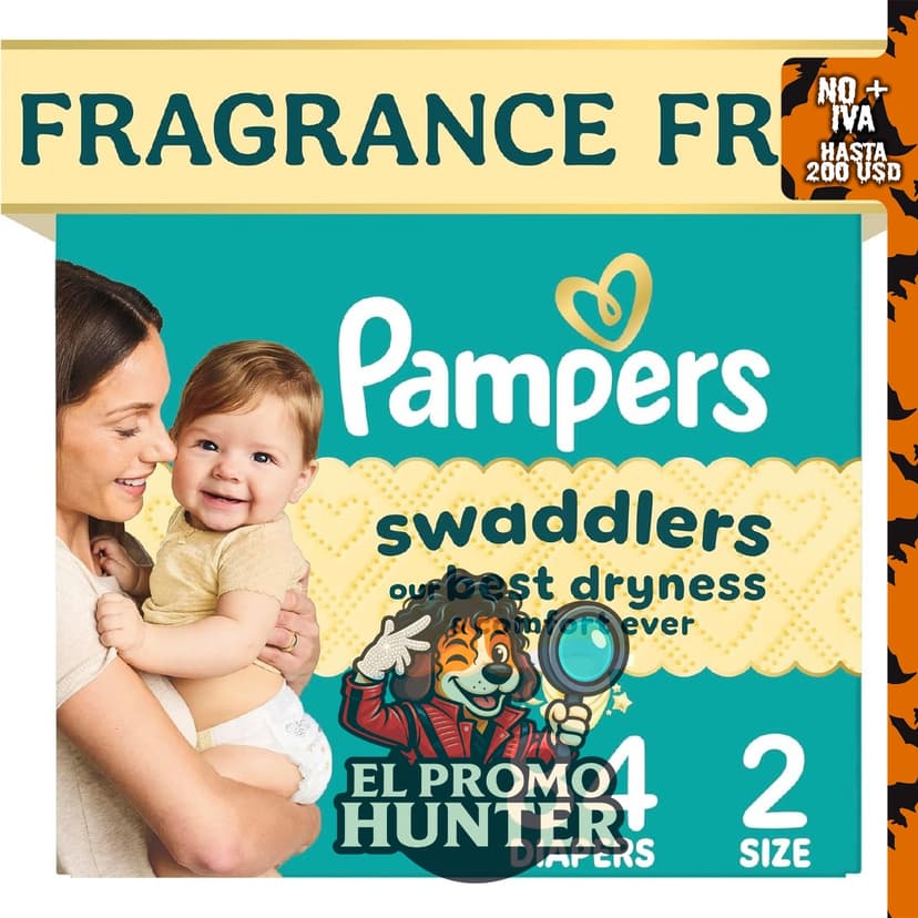 Pampers Pañales Swaddlers, talla 2 (10-22 lb), 84 unidades, hipoalergénicos y absorbentes.