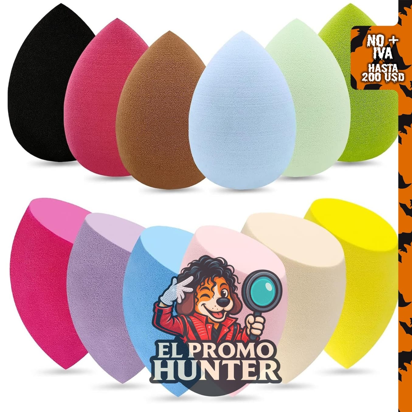 Set de 12 esponjas de maquillaje profesional, sin látex, para aplicar y mezclar cosméticos.