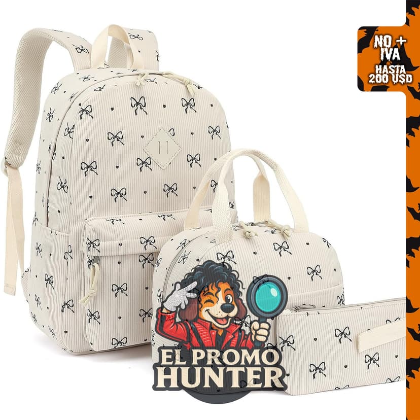 Mochila escolar Dezcrab con lonchera y estuche para lápices, diseñada para niñas y adolescentes.
