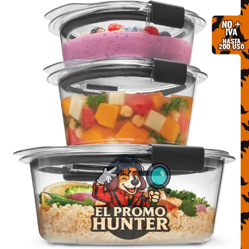 Rubbermaid Brilliance® - Juego de 6 recipientes redondos a prueba de fugas.
