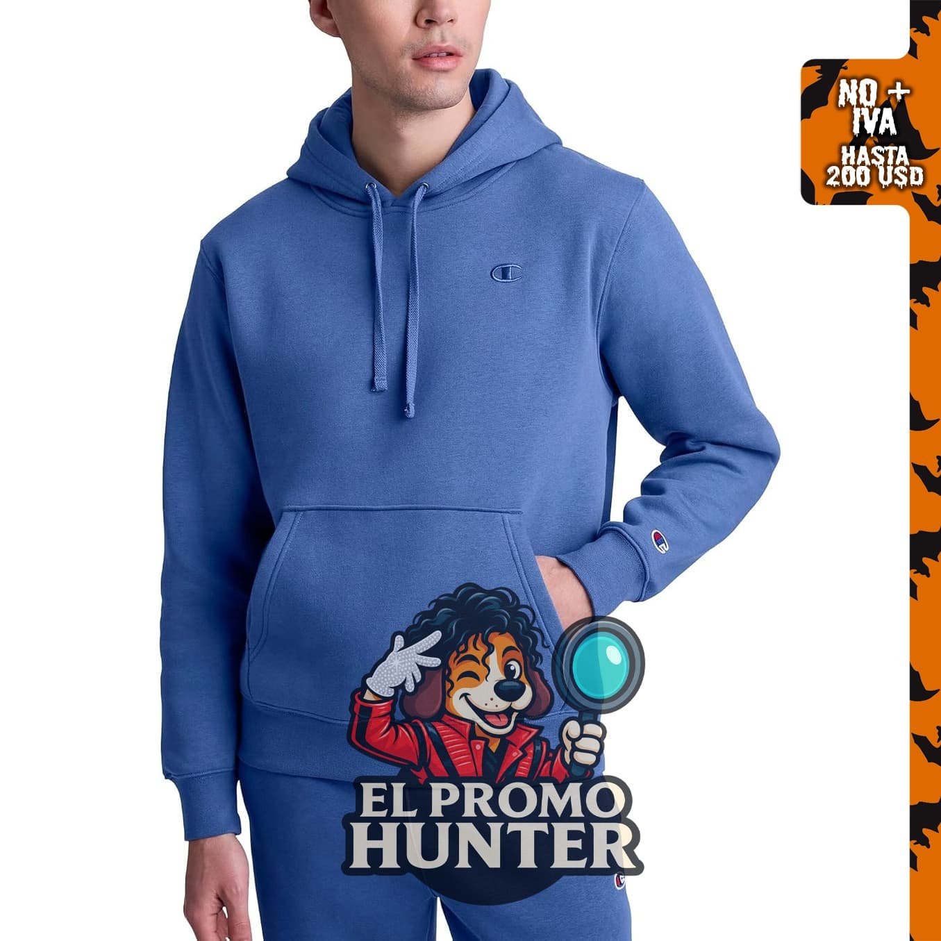 Champion Sudadera con capucha de forro polar para hombre, ajuste estándar y logotipo C.