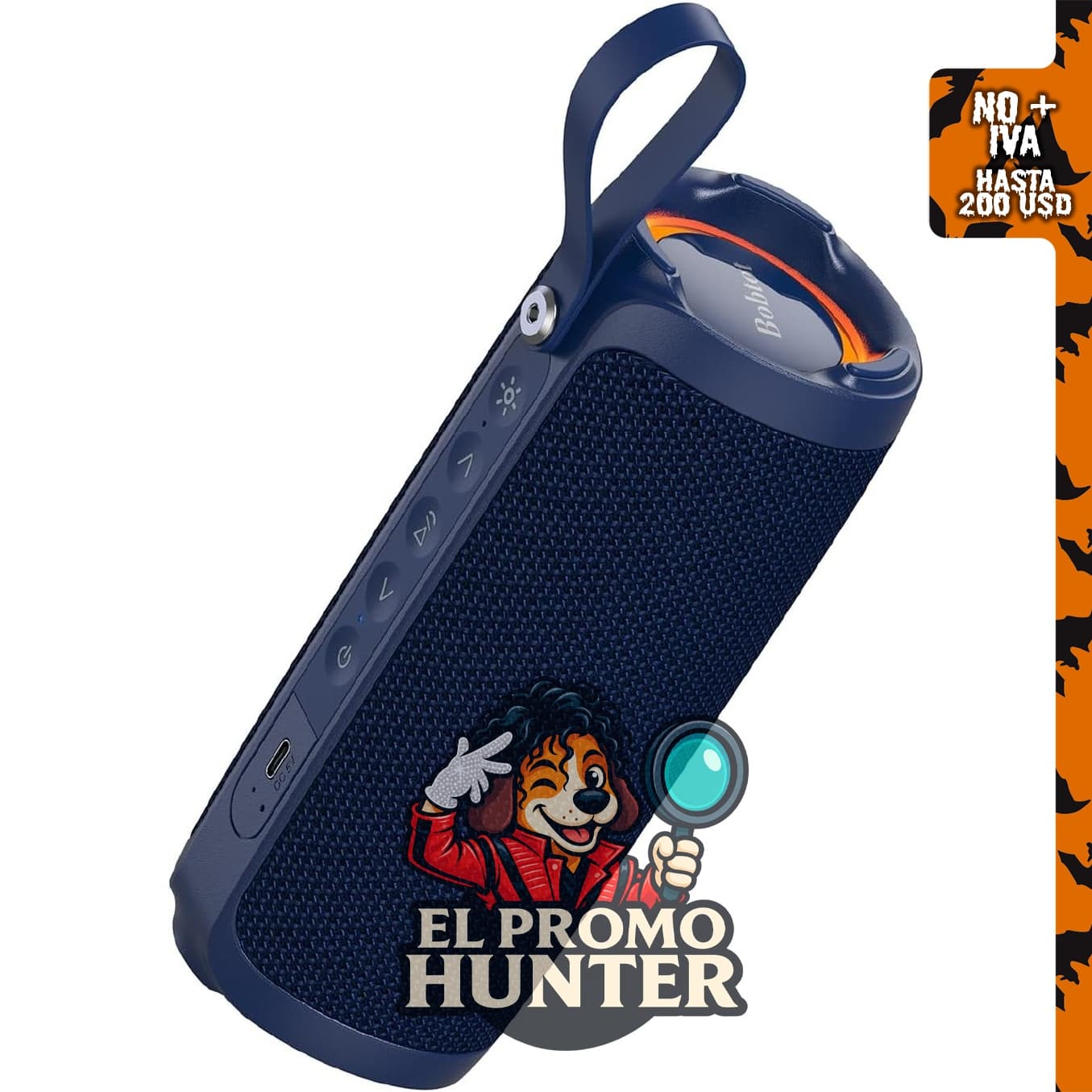 Bobtot Altavoz Bluetooth portátil, impermeable IPX6, 15 W, RGB, 15 horas de reproducción, emparejamiento dual.