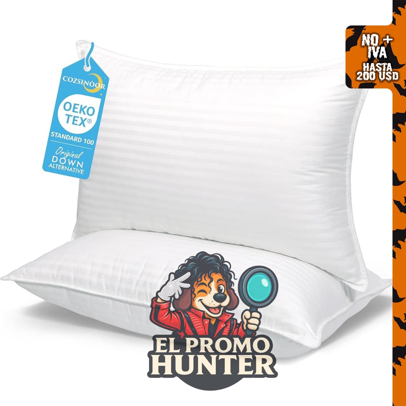 Juego de 2 almohadas de cama tamaño Queen.