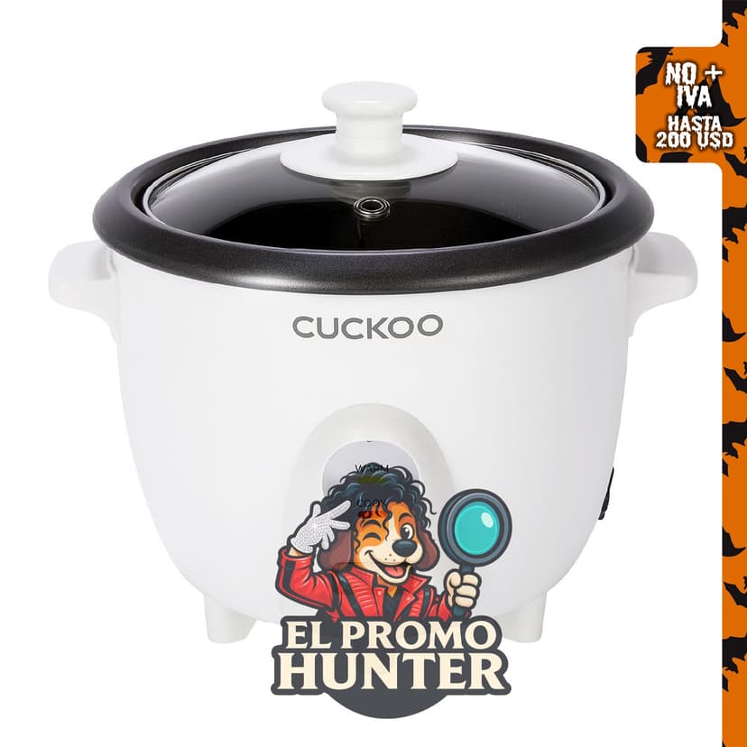 CUCKOO One Touch Arrocera de 3 Tazas (sin cocinar) / 6 Tazas (cocida), mini arrocera y calentador con bandeja de vapor.