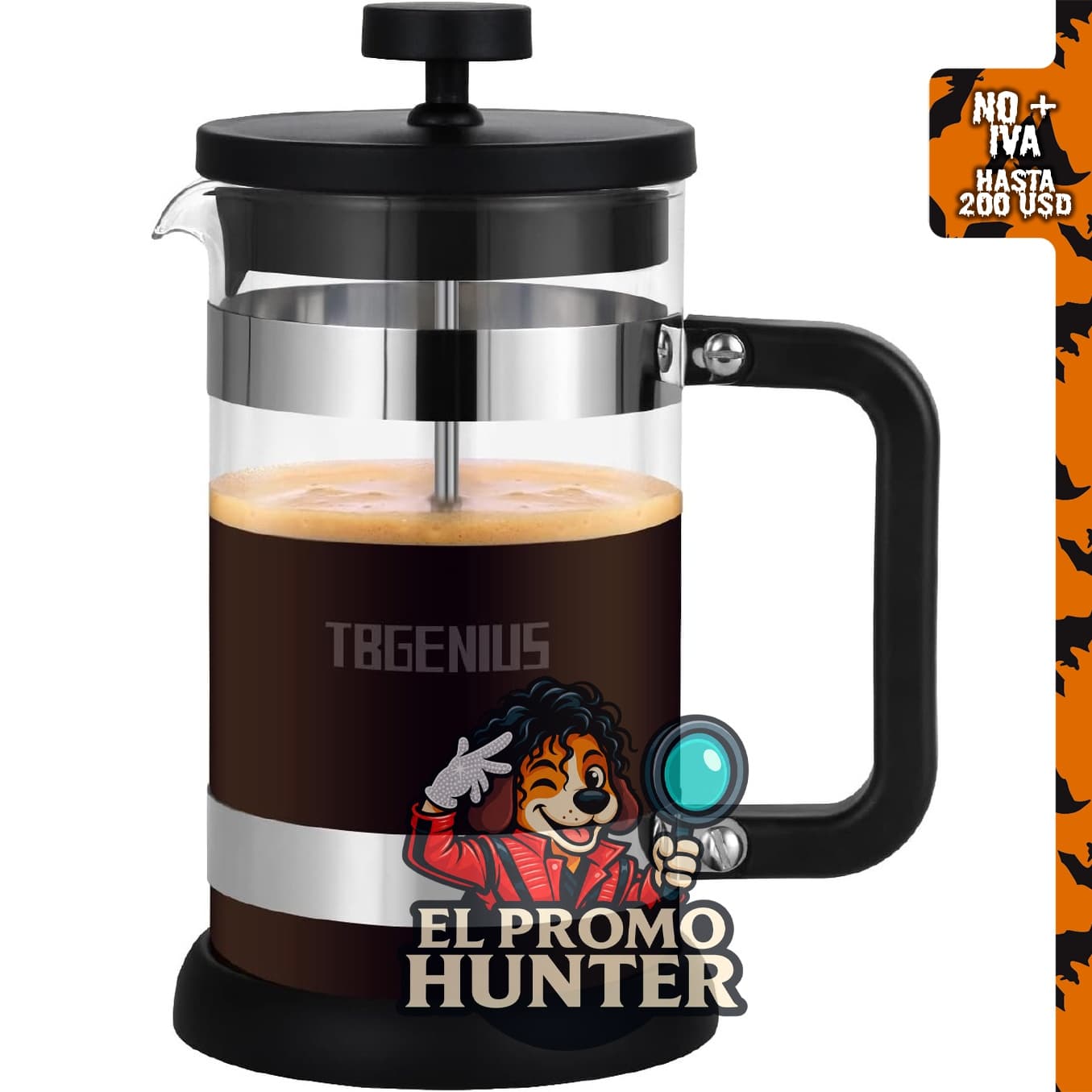 Cafetera de prensa francesa de 625 ml, fabricada en borosilicato, apta para café, té y leche espumosa.