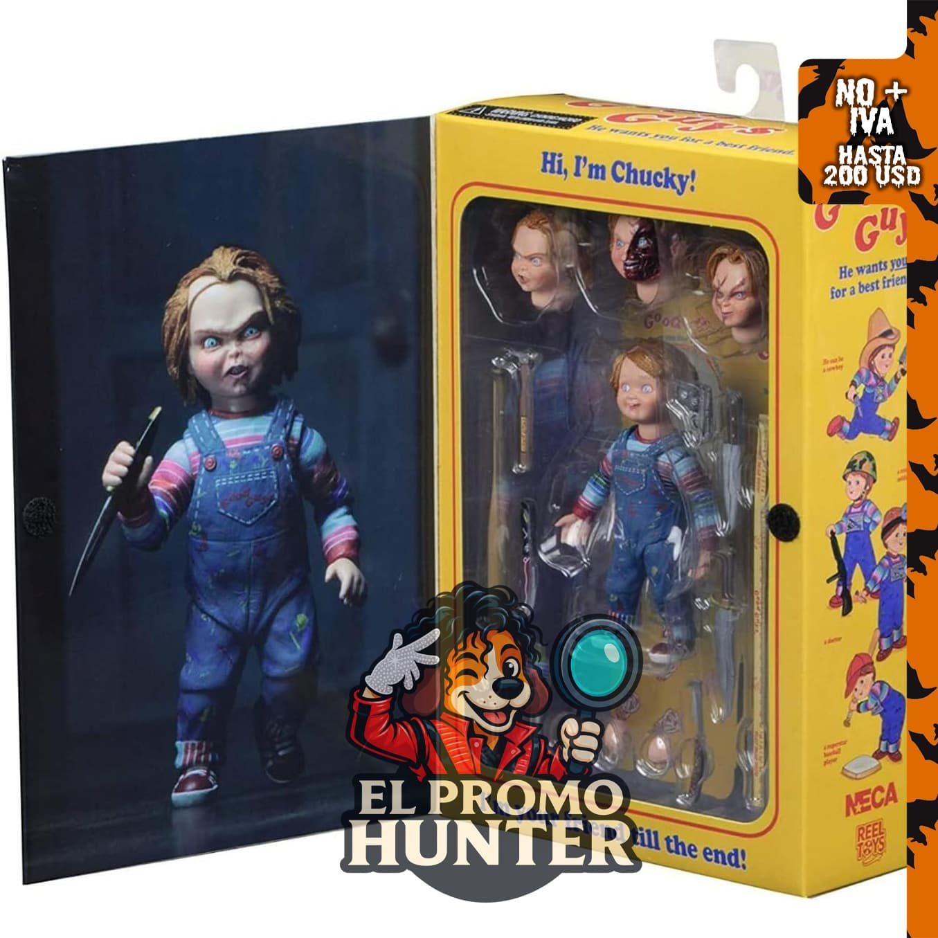 Figura de acción Chucky, 4" (10 cm), marca NECA.
