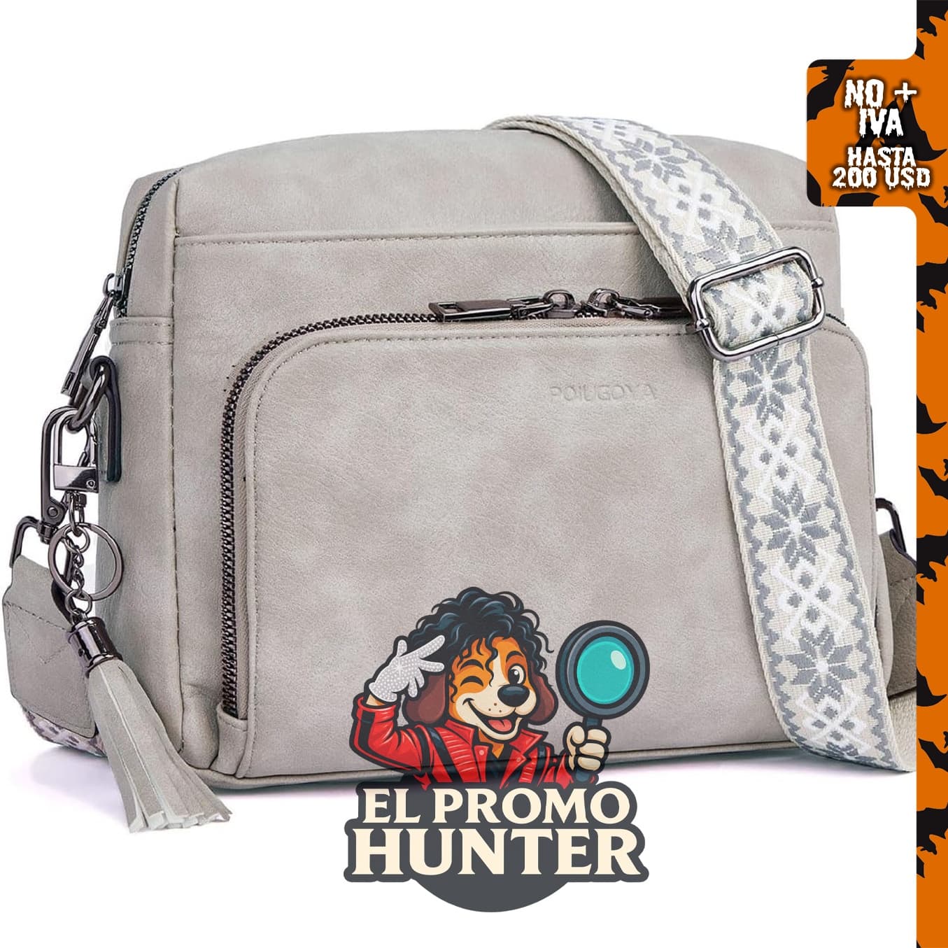 Bolso cruzado mediano de cuero vegano para mujer, con cartera integrada.