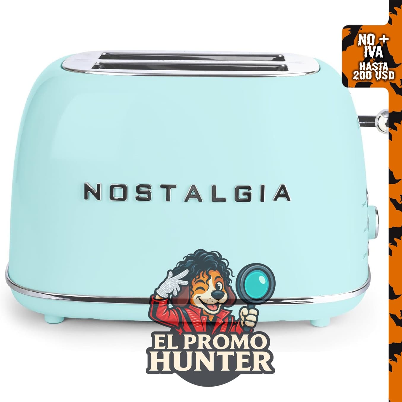 Nostalgia Tostadora clásica retro de 2 rebanadas, cuerpo de acero recubierto de esmalte, ranuras anchas.