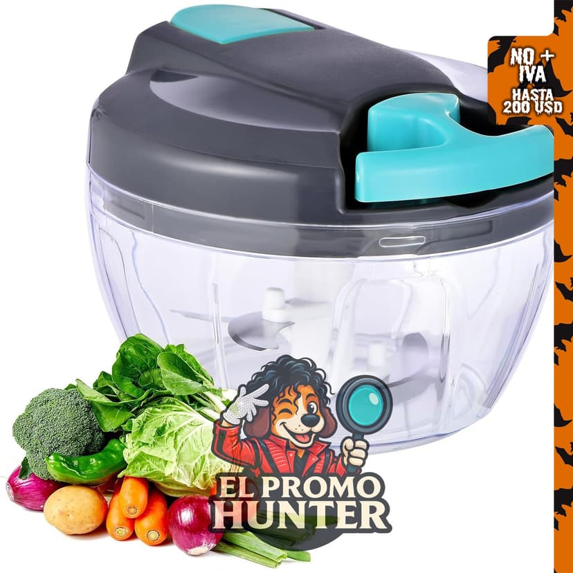 Procesador manual de alimentos portátil de 500 ml para picar verduras y frutas.