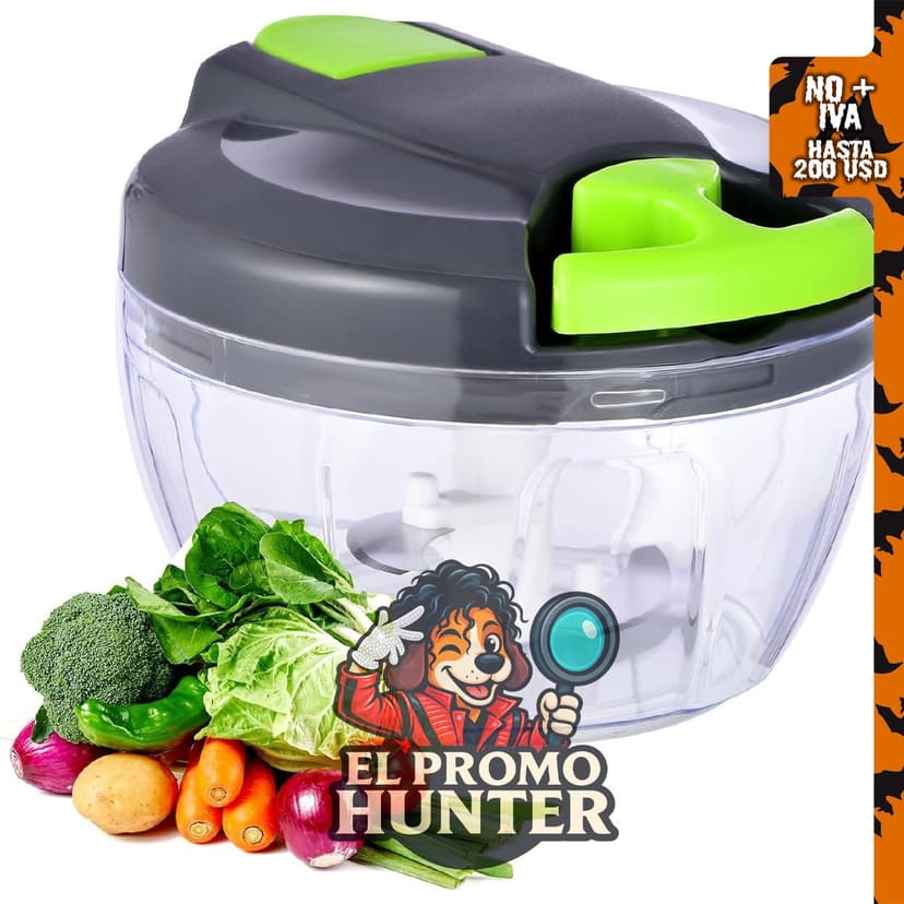 Procesador manual de alimentos portátil de 500 ml para picar ajo, cebolla, jengibre, frutas, frutos secos y hierbas.