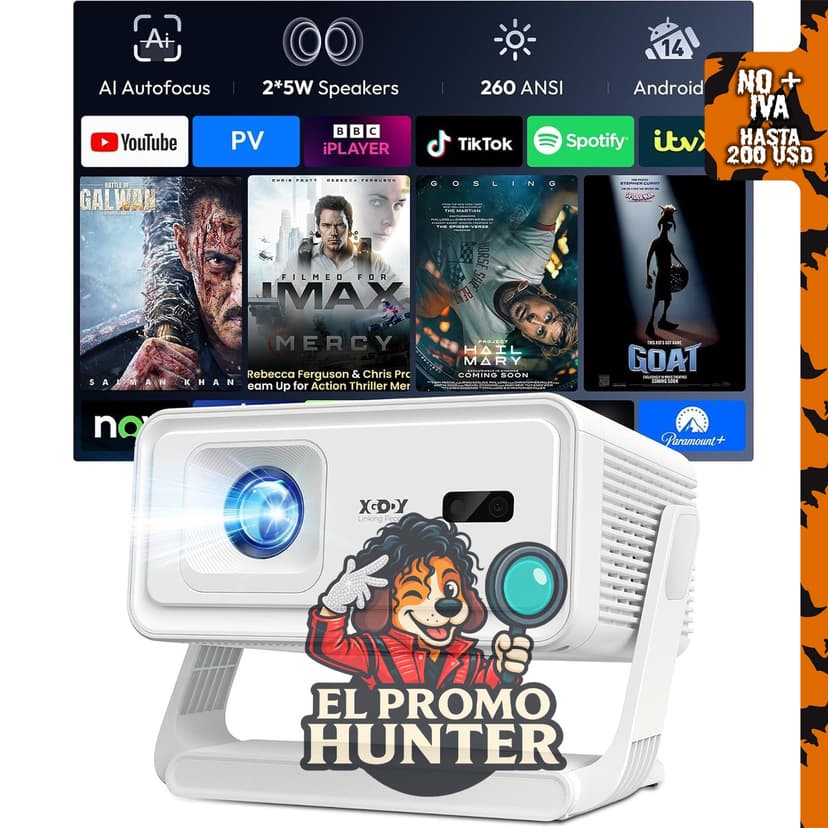 Proyector portátil XGODY con Wifi y Bluetooth, modelo cardán A1.