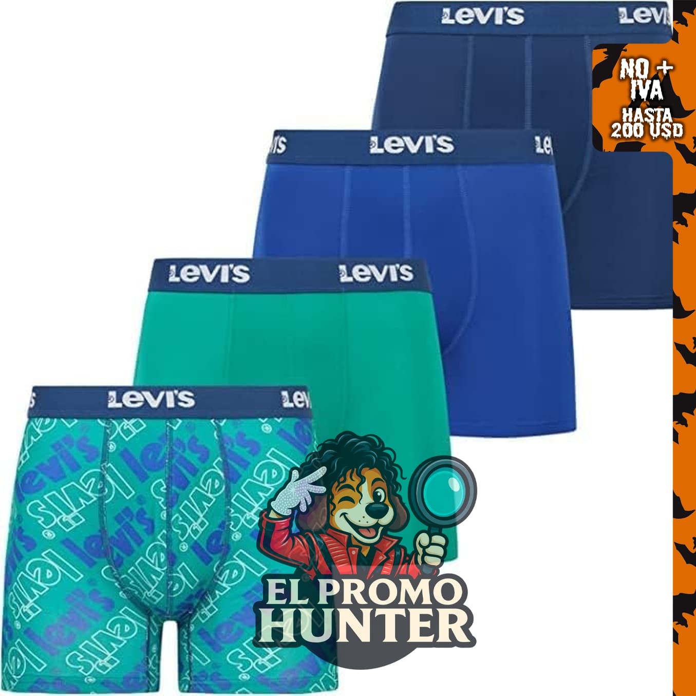 Levi's Calzoncillos tipo bóxer de microfibra para hombre, paquete de 4.