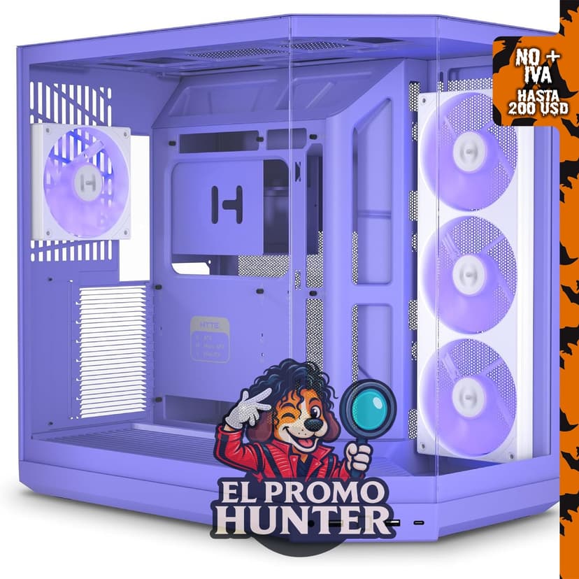 HYTE Y50 RGB Essential - Chasis de escritorio ATX de doble cámara con 4 ventiladores aRGB.