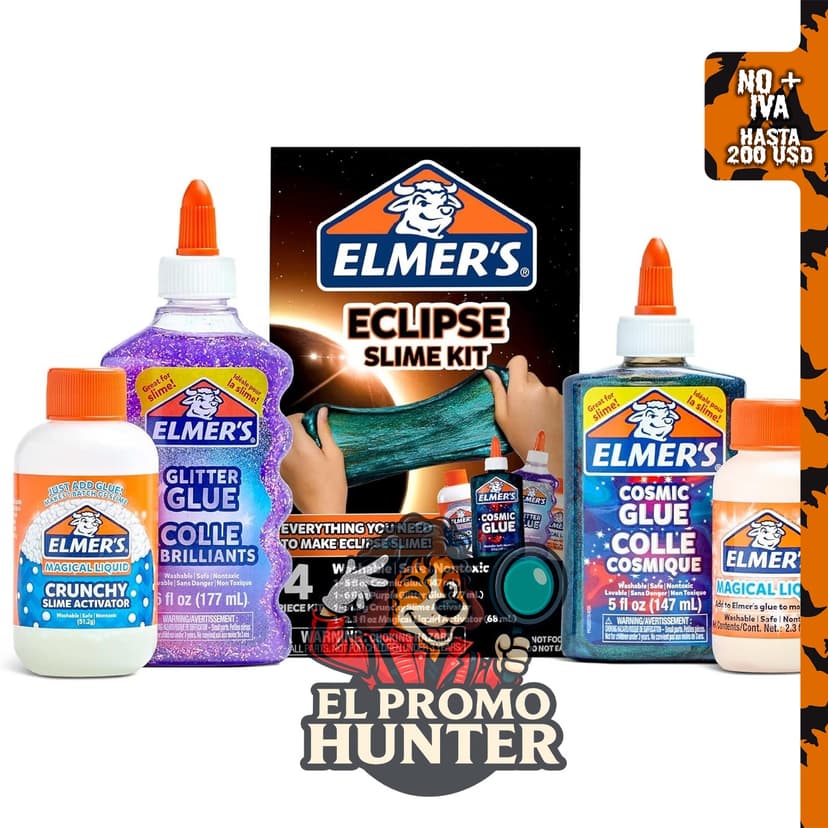 Elmer's Eclipse - Kit de slime con pegamento cósmico, pegamento con purpurina morada y activadores, 4 unidades.