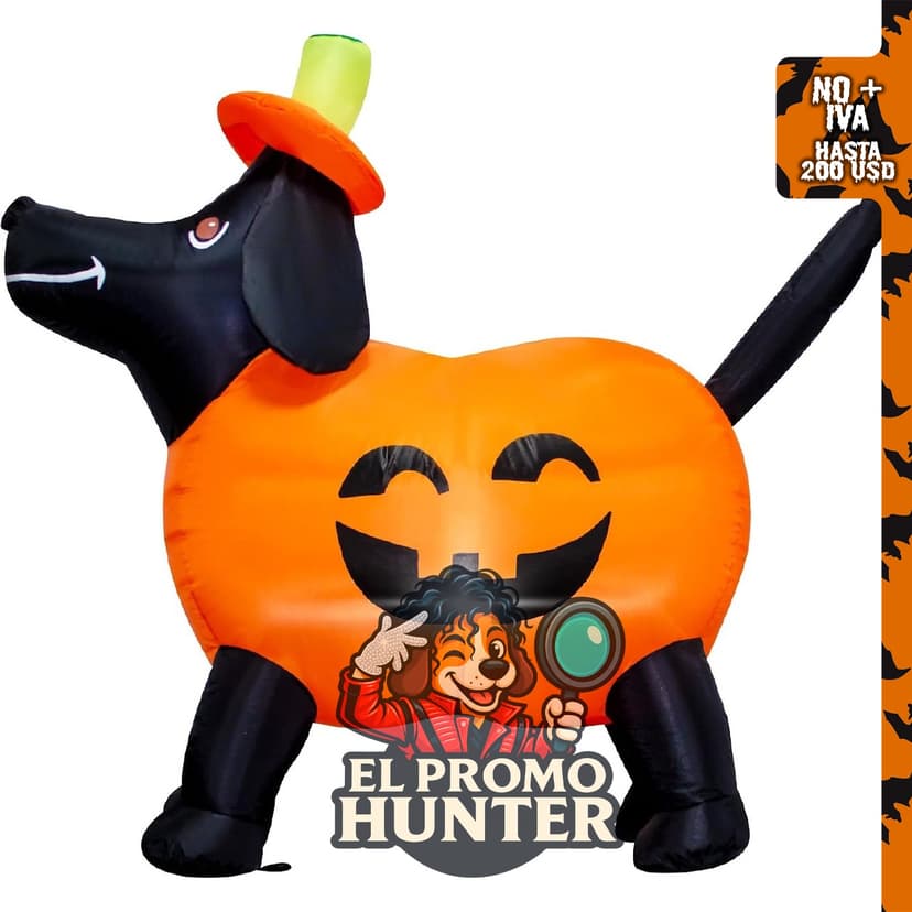 Decoración inflable de calabaza para perros de Halloween, 4 pies (122 cm) de largo.