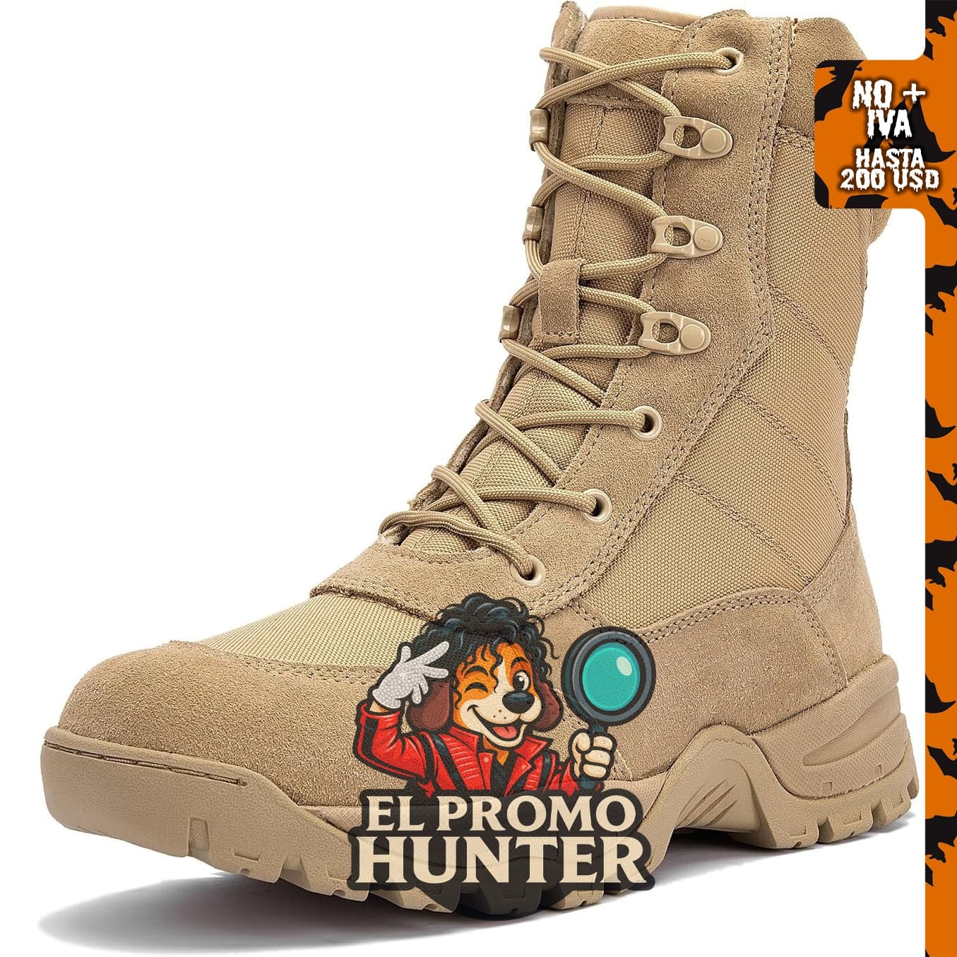 Botas tácticas para hombre de 8 pulgadas, ligeras y antideslizantes, con cremallera lateral.