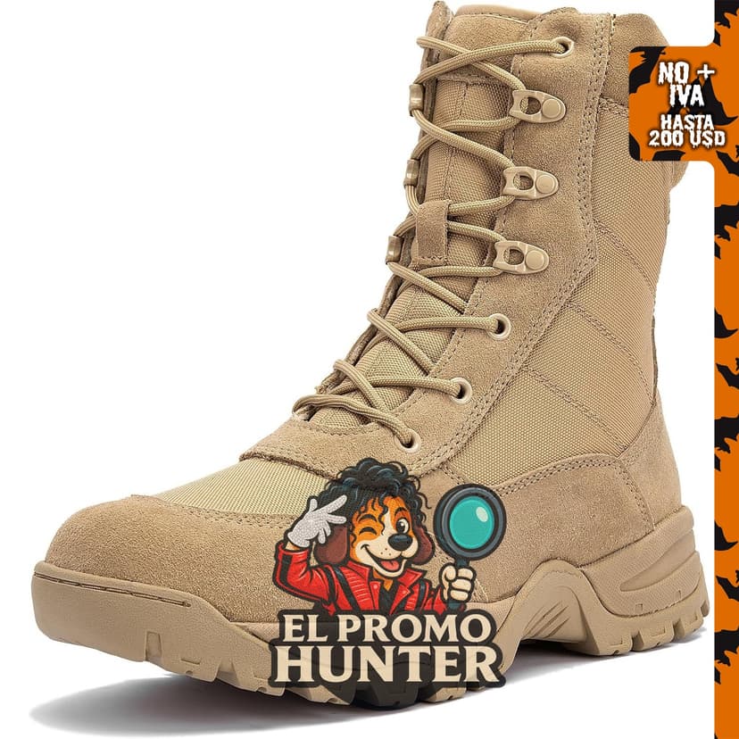 Botas tácticas para hombre de 8 pulgadas, ligeras y antideslizantes, con cremallera lateral.